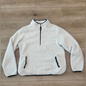 Cozy White Sherpa Fleece Quarter-Zip Pullover